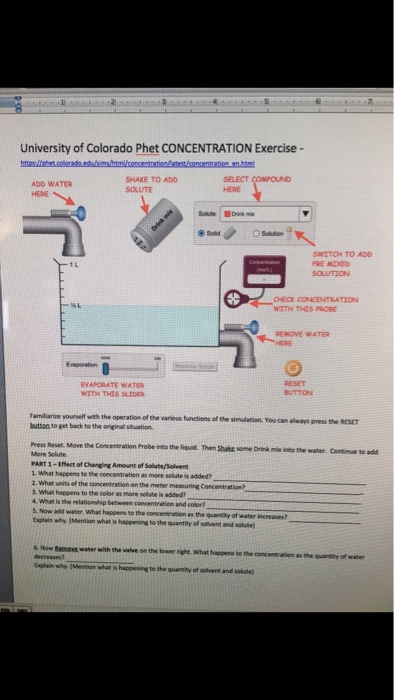 3 University Of Colorado Phet CONCENTRATION Exerci ...