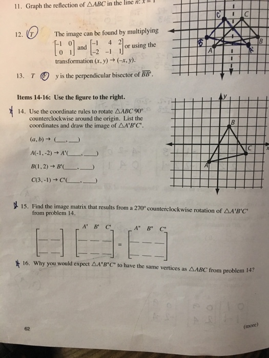 Solved Graph The Reflection Of Delta Abc In The Line N X Chegg Com