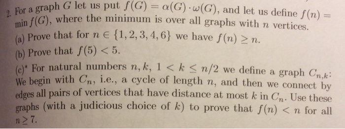 Solved For A Graph G Let Us Put T F G A G O G And Let Chegg Com
