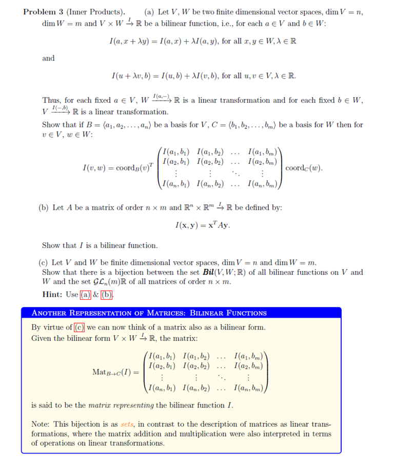 Solved Problem 3 Inner Products A Let V W Be Two Fi Chegg Com