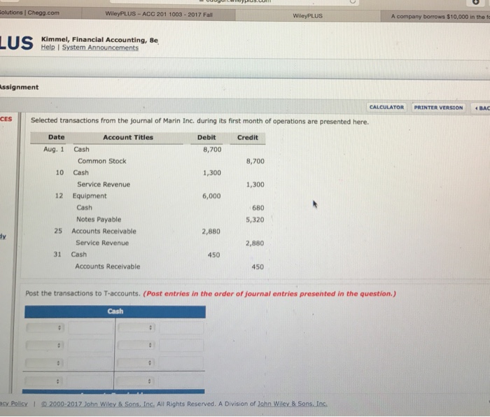 Solved WileyPLUS ACC 201 10032017 Fall WileyPLUS A Comp...