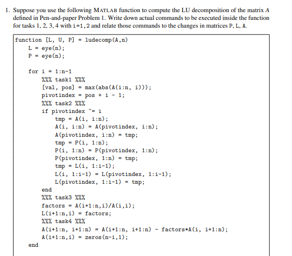 1 Suppose You Use The Following Matlab Function T Chegg Com