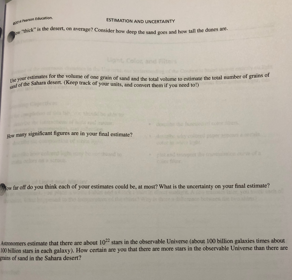 Estimation and Uncertainty lab you lecalle In this tos using orders of  magnitude down to a i down to a so-called "quick and dirty" estimates are  ...