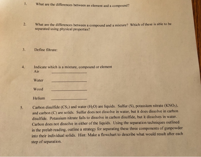 Solved 1 What Are The Differences Between An Element And Chegg Com