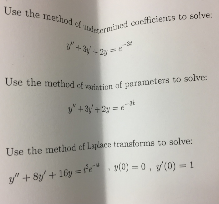 Solved Use The Method Of Undetermined Coefficients To Sol Chegg Com