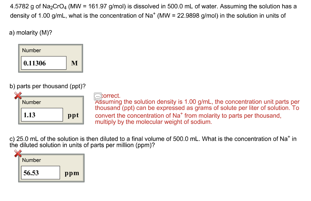 4 57 G Of Na2cro4 Mw 161 97 G Mol Is Dissolved In Chegg Com