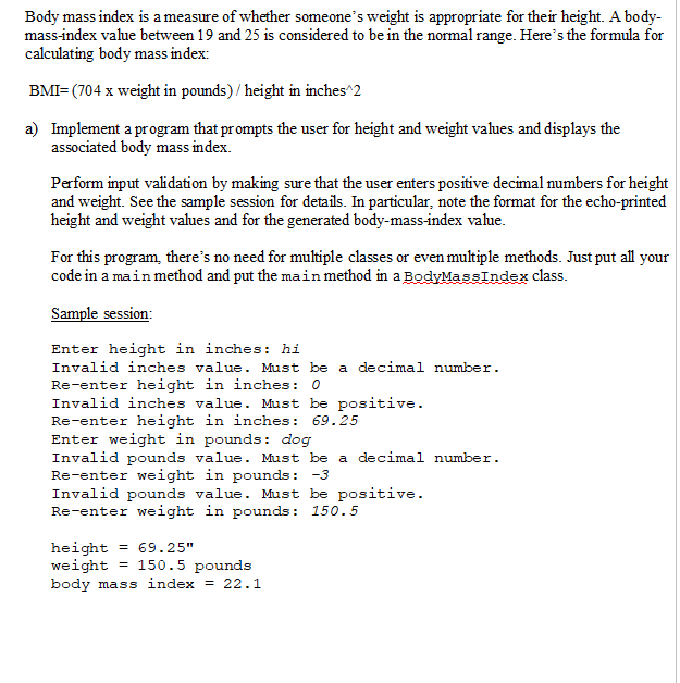 Solved Body Mass Index Is A Measure Of Whether Someone S