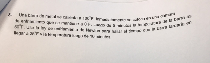 Solved A Metal Bar Is Heated To 100 Grades F It Is Immed Chegg Com