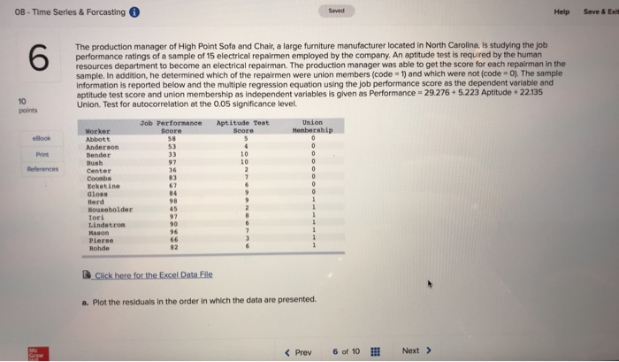 Solved 08 Time Series Forcasting Help Save Exit The P