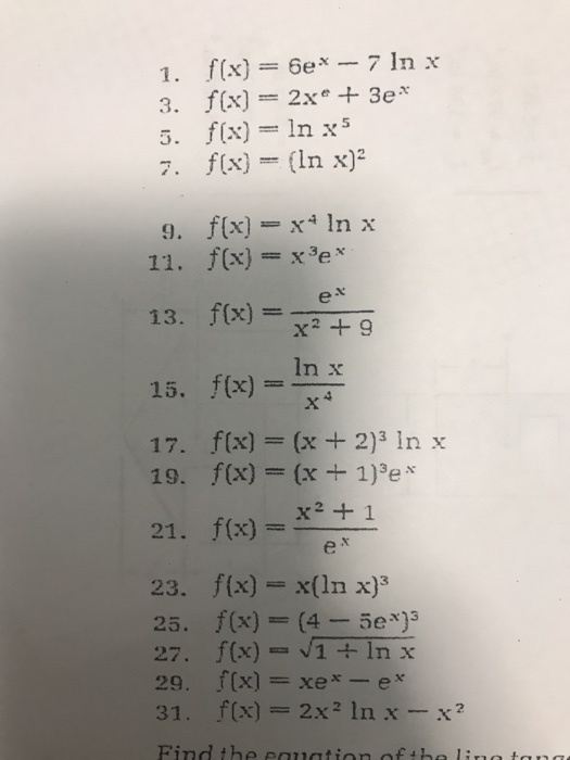 Solved 1 F X 6e X 7 In X 3 F X 2x 3ex 5 F X Chegg Com