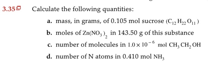 Solved 3.35 Calculate The Following Quantities A. Mass