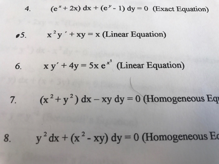 Solved E X 2x Dx E Y 1 Dy 0 Exact Equation Chegg Com