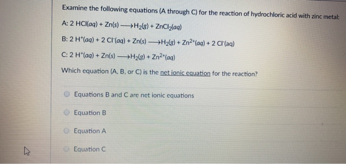 Solved Examine The Following Equations A Through C For Chegg Com