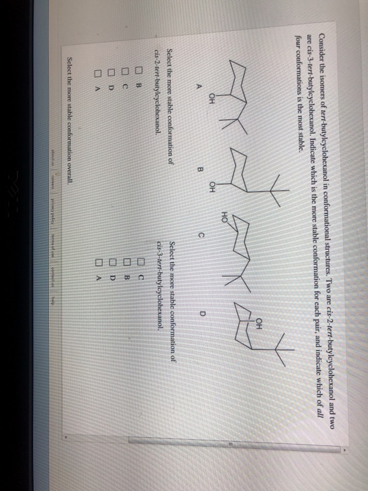 Consider The Isomers Of Tert Butyleyclohexanol In Chegg 