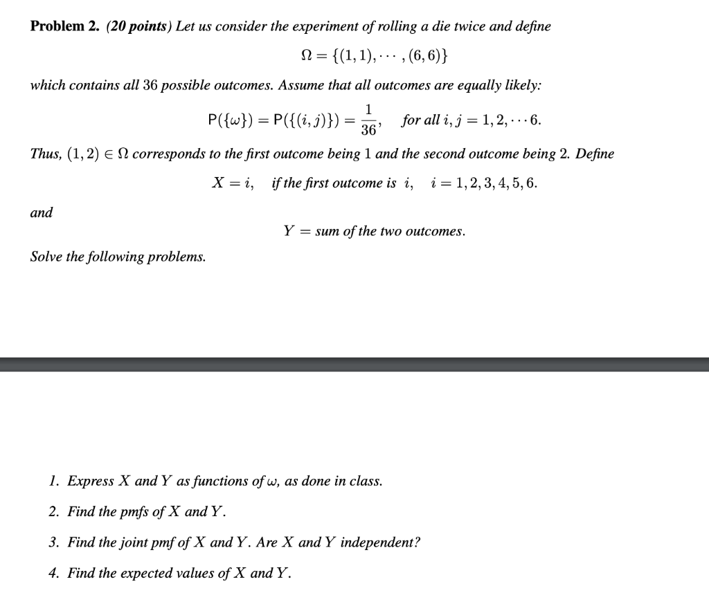 Solved Problem 2 20 Points Let Us Consider The Experim Chegg Com