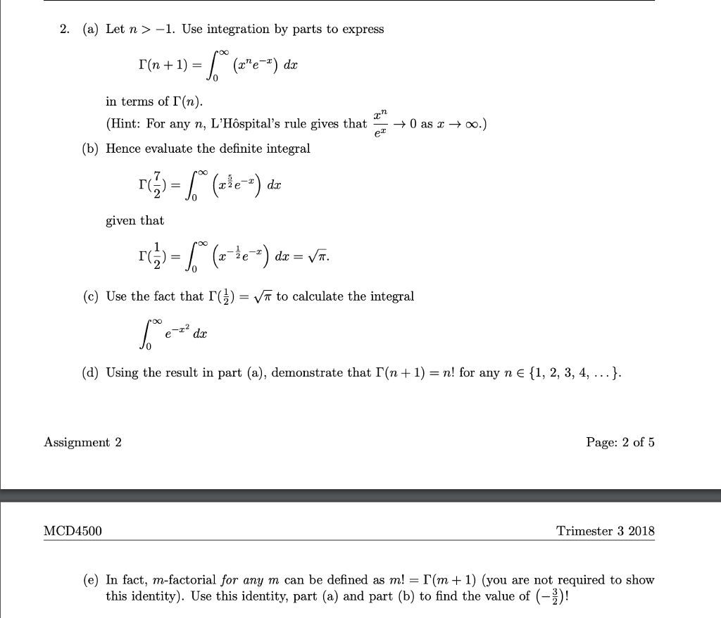 Solved 2 A Let N 1 Use Integration By Parts To Exp Chegg Com