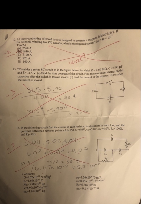 Solved 12 A Field Of 5 60 T I The Solenoid Winding Has Chegg Com