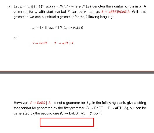 Solved 7 Let L X E A B Na X Nb X Where Nc X Chegg Com