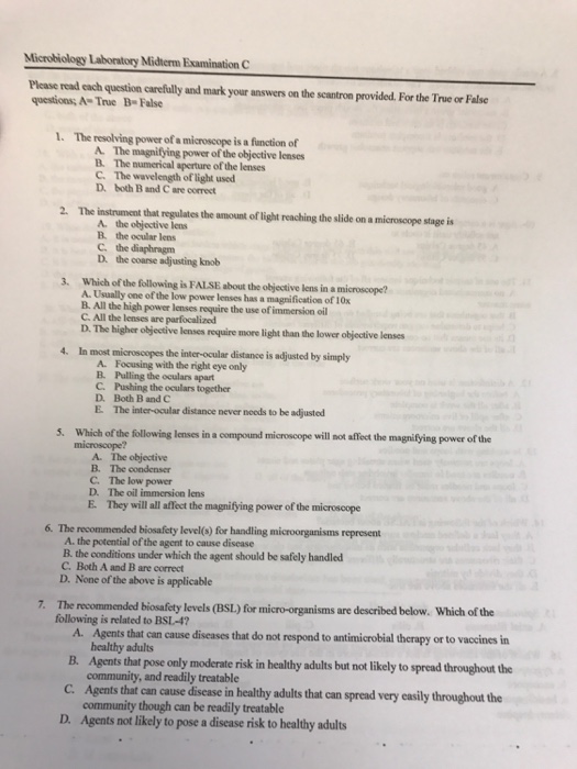Solved Microbiology Laboratory Midterm Examination C Plea&hellip;