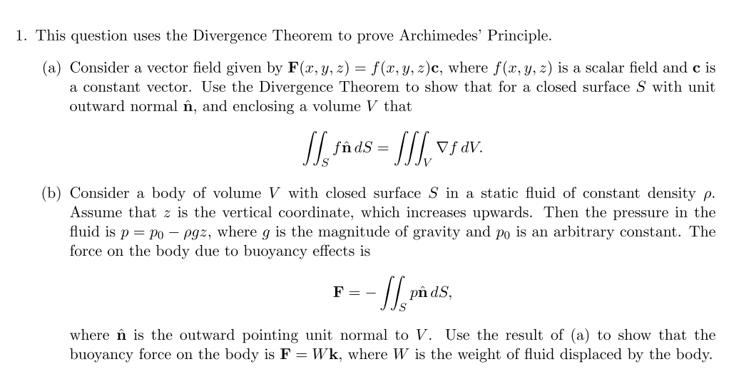 Solved 1 This Question Uses The Divergence Theorem To Pr Chegg Com