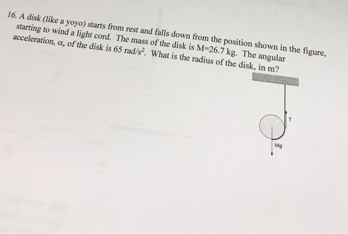Solved 16 A Disk Ike A Yoyo Starts From Rest And Falls Chegg Com