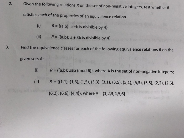 Solved 2 Given The Following Relations R On The Set Of N Chegg Com