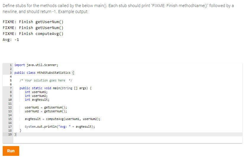 Define Stubs For The Methods Called The Below Chegg 