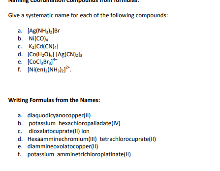 Solved Give A Systematic Name For Each Of The Following C Chegg Com
