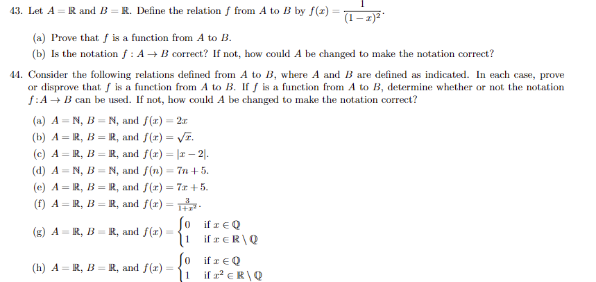 Solved 43 Let A R And B R Define The Relation F From A Chegg Com