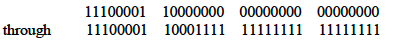 11100001 10000000 00000000 00000000
