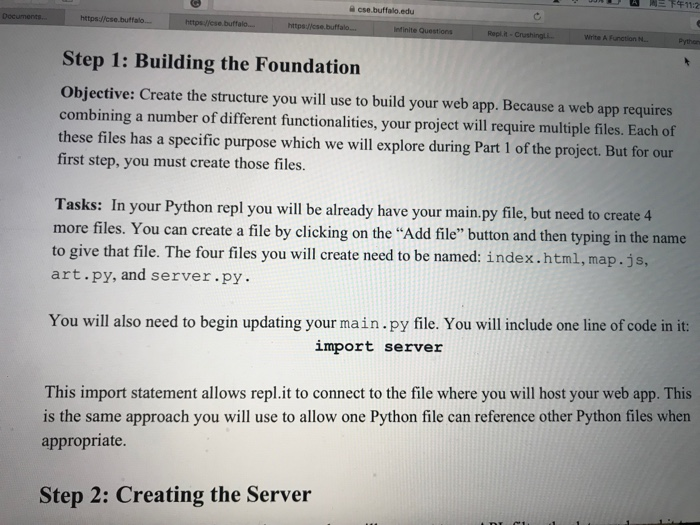 下午11:2 을 cse.buffalo.edu ffalo. Step 1: Building the Foundation Objective: Create the structure you will use to build your we