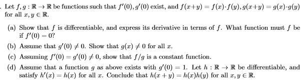 Solved Let F G R R Be Functions Such That F0 0 G0 0 E Chegg Com