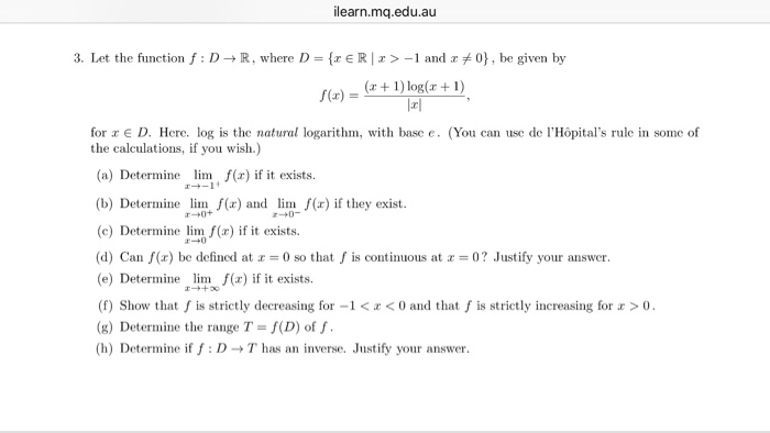 Solved Ilearn Mq Edu Au 3 Let The Function F D R Wh Chegg Com