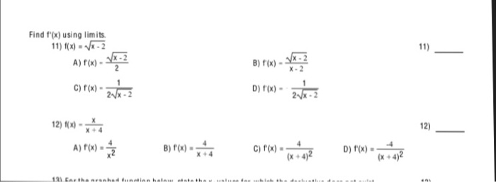 Solved Find F X Using Limits 11 T X Jn 2 B Rx 2 A Chegg Com