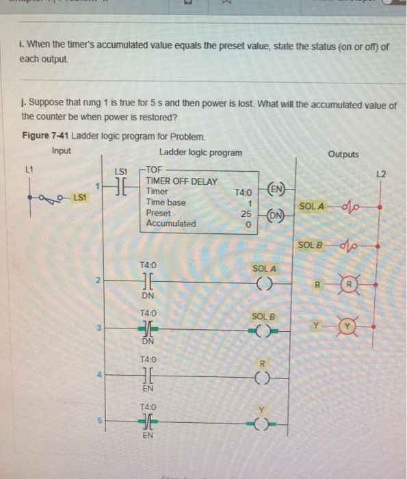 study the ladder logic program in figure 7-40 and answer the questions that follow