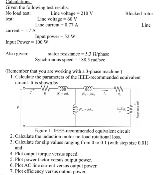 Solved Given The Following Test Results No Load Test Te Chegg Com