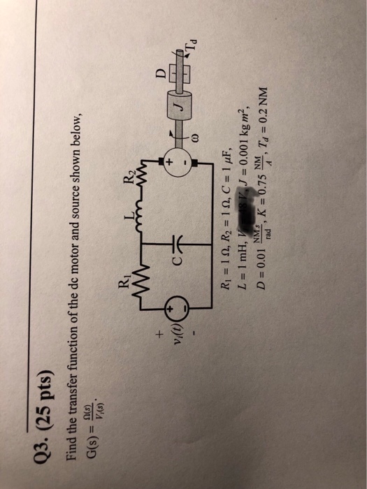 Solved Q3 25 Pts Find The Transfer Function Of The De Chegg Com