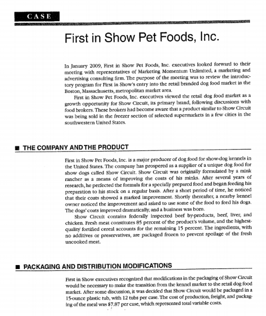 Read The Following Case On Dog Food And 