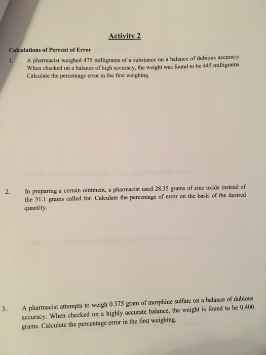 Percent error worksheet doc picture