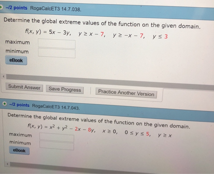 Solved 12 Points Rogacalcet3 14 7 038 Determine The Glo Chegg Com