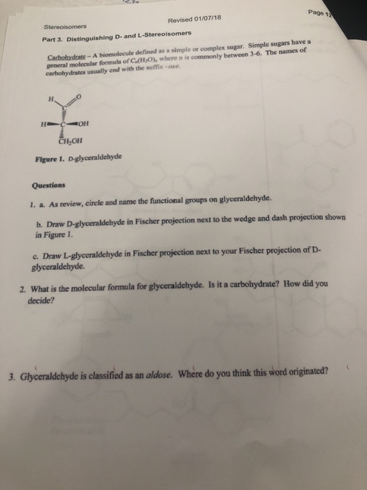 Solved Page 1 Revised 01 07 18 Stereoisomers Part 3 Dist