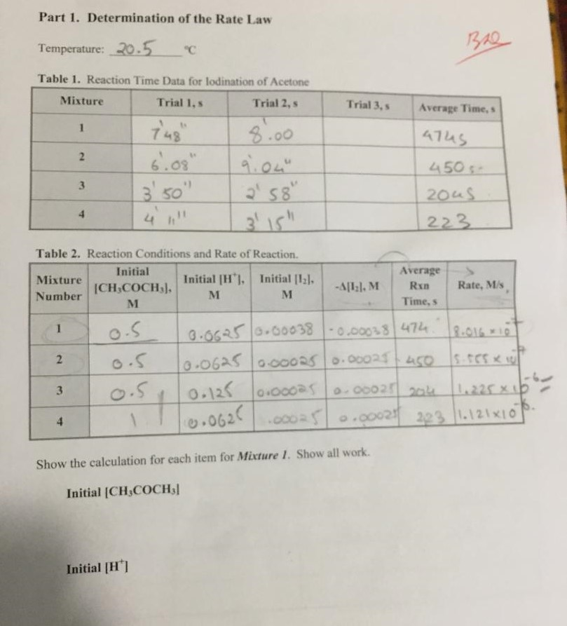 Solved: 3. Calculate The Rate Constant, K, With Appropriat ...