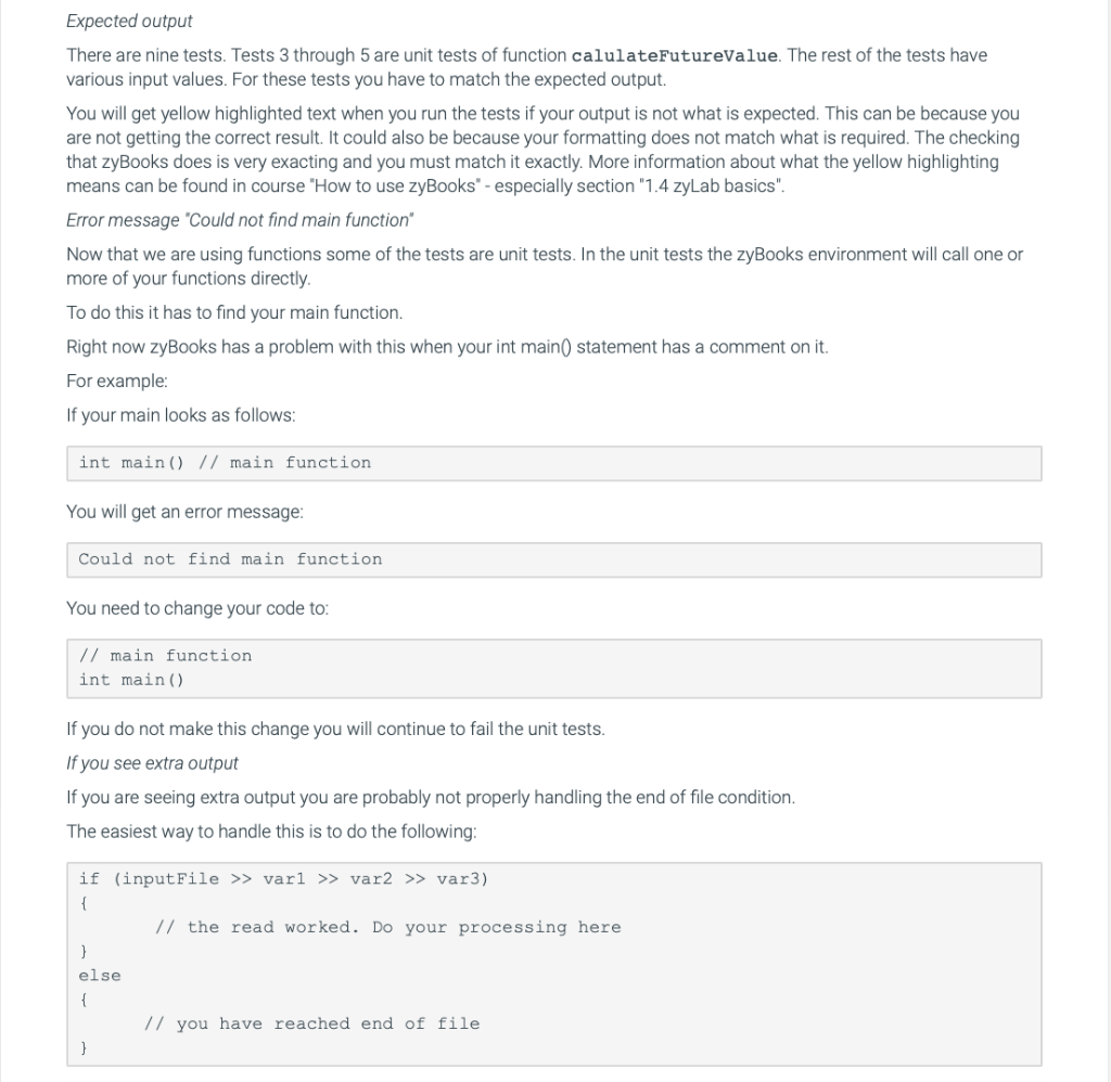 Expected output There are nine tests. Tests 3 through 5 are unit tests of function calulateFutureValue. The rest of the tests