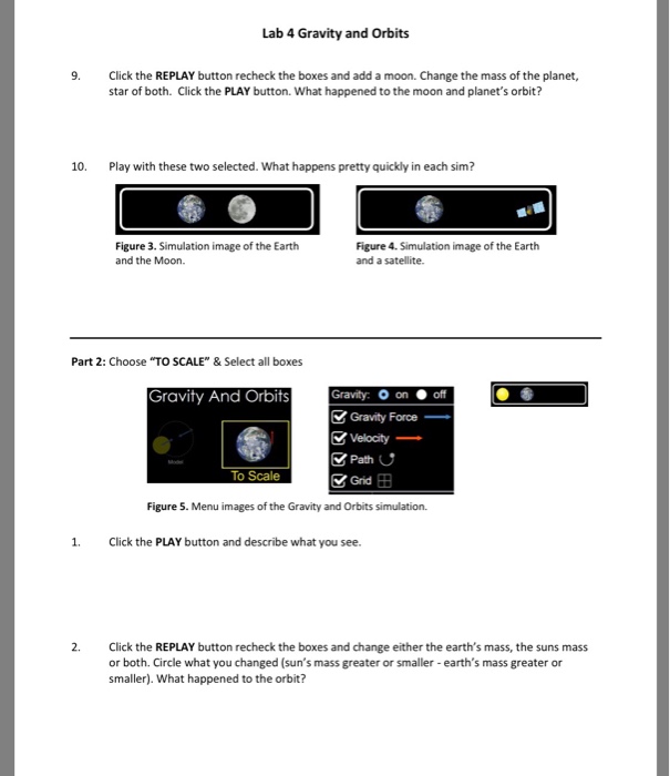 Solved: Lab 4 Gravity And Orbits PHYS 1110L Conceptual Phy ...