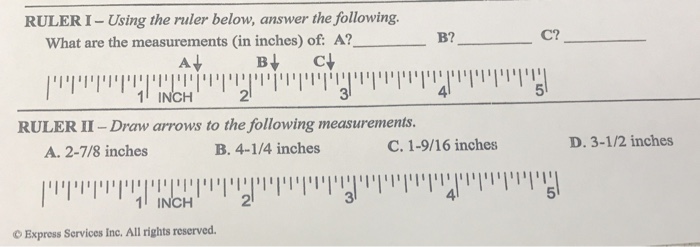 Solved Ruleri Using The Ruler Below Answer The Followin