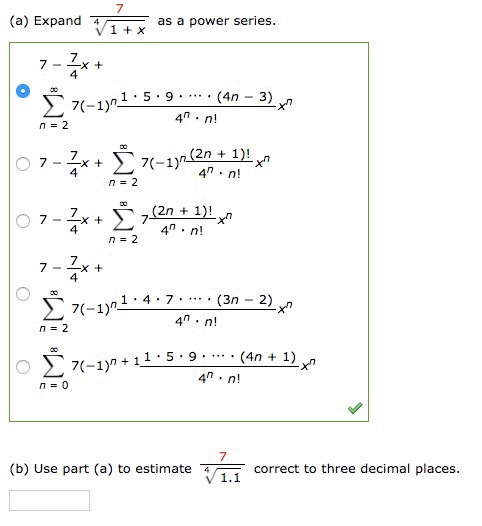 Solved A Expand As A Power Series 1 X 7 4 N1 5 9 4 Chegg Com