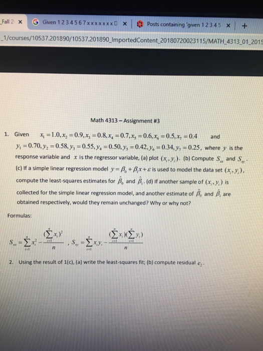 Solved Fall 2 X G Given 1 2 3 4 5 6 7 X X X X X X X A X Chegg Com