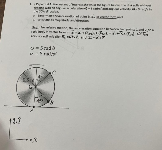 Solved 35 Points At The Instant Of Interest Shown In Th Chegg Com