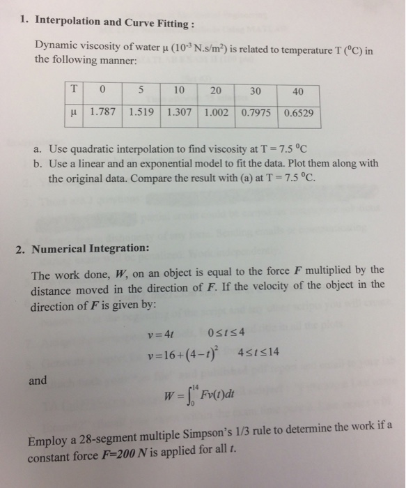 Dynamic Viscosity Of Water Mu 10 3 N S M 2 Is R Chegg Com