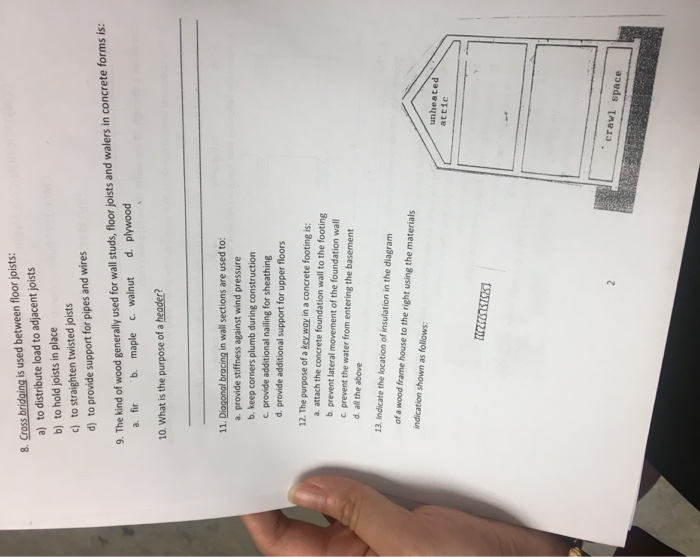 Solved 8 Cross Bridging Is Used Between Floor Joists A